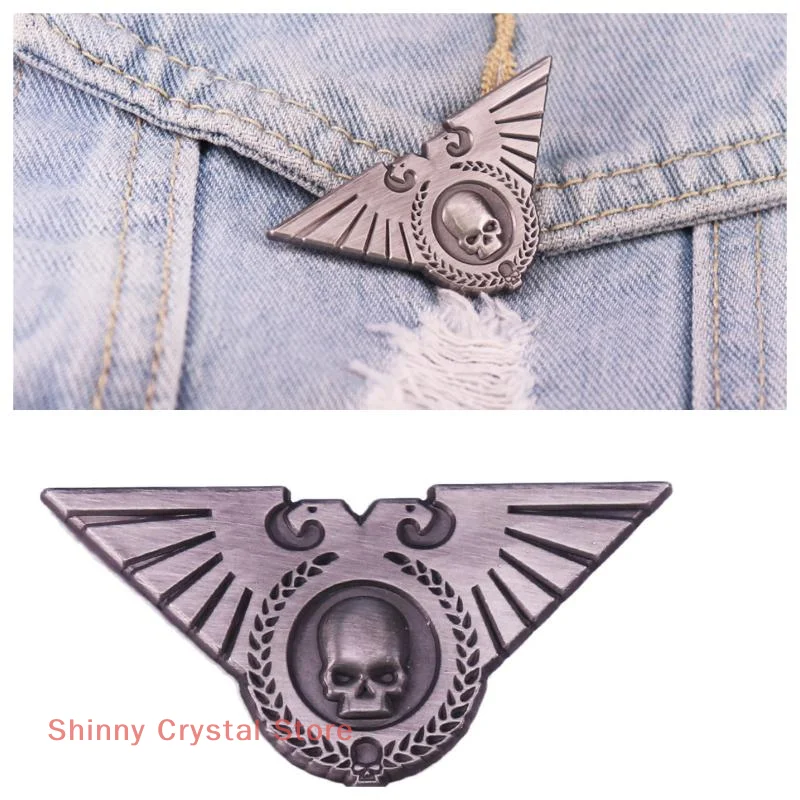 

Game Peripherals Metal Brooch Lapel Pin Backpack Bag Badges Double-headed Skull Vintage Accessories Gift