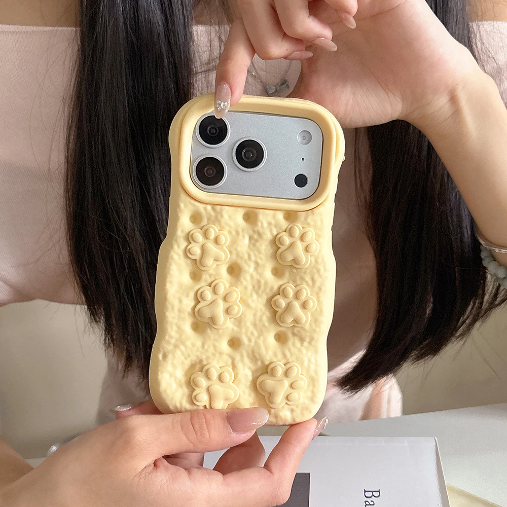Niedliche 3D Cartoon Katzenpfoten-Brot-Handyhülle für iPhone 17 16 15 14 13 12 Pro Max Stoßfeste Weiche Silikon-Rückabdeckung Capas – Detail 5