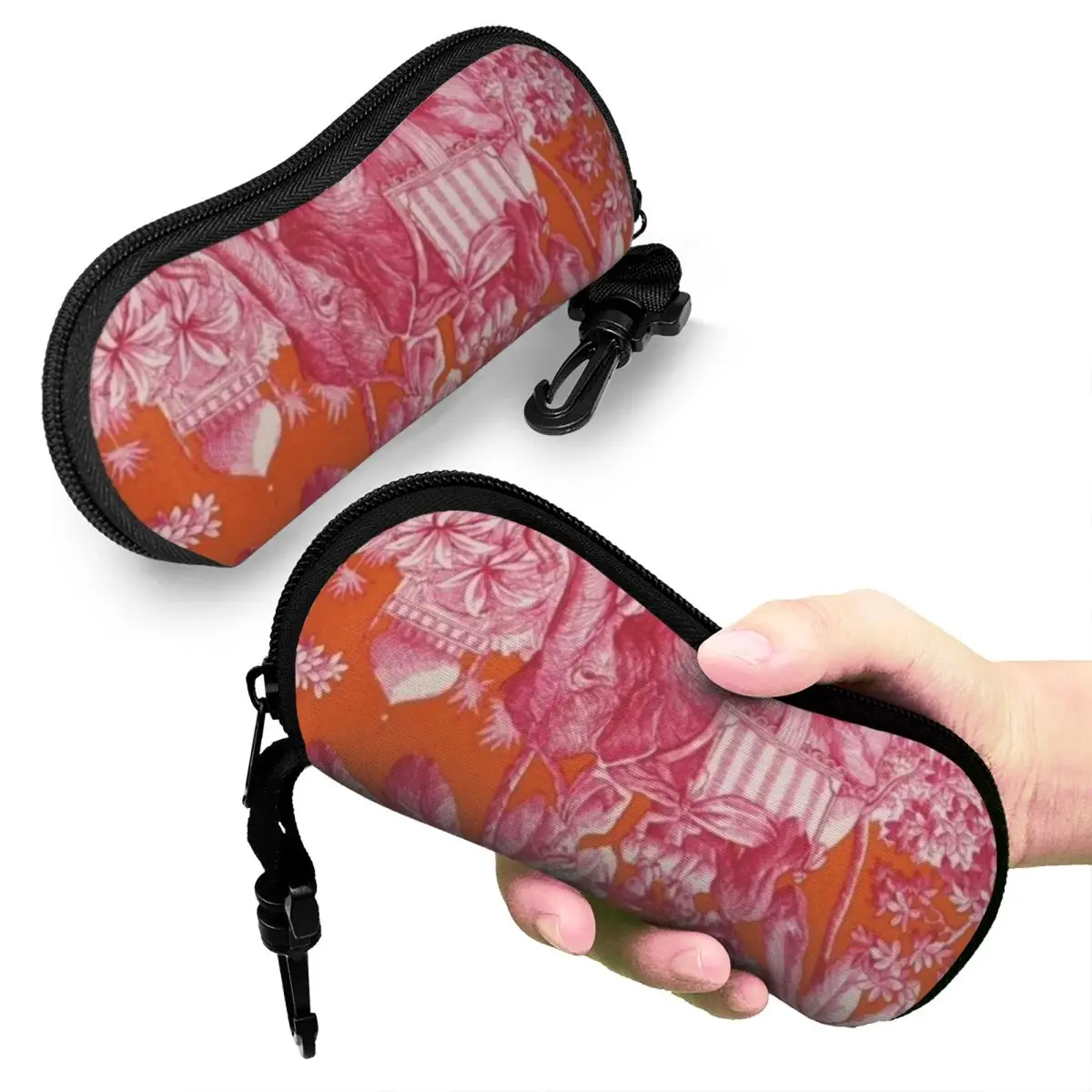 

Toile De Jouy - Pink And Orange Shell Glasses Case Protective Sunglasses Box Women Men Soft Eyeglass Bag Pouch