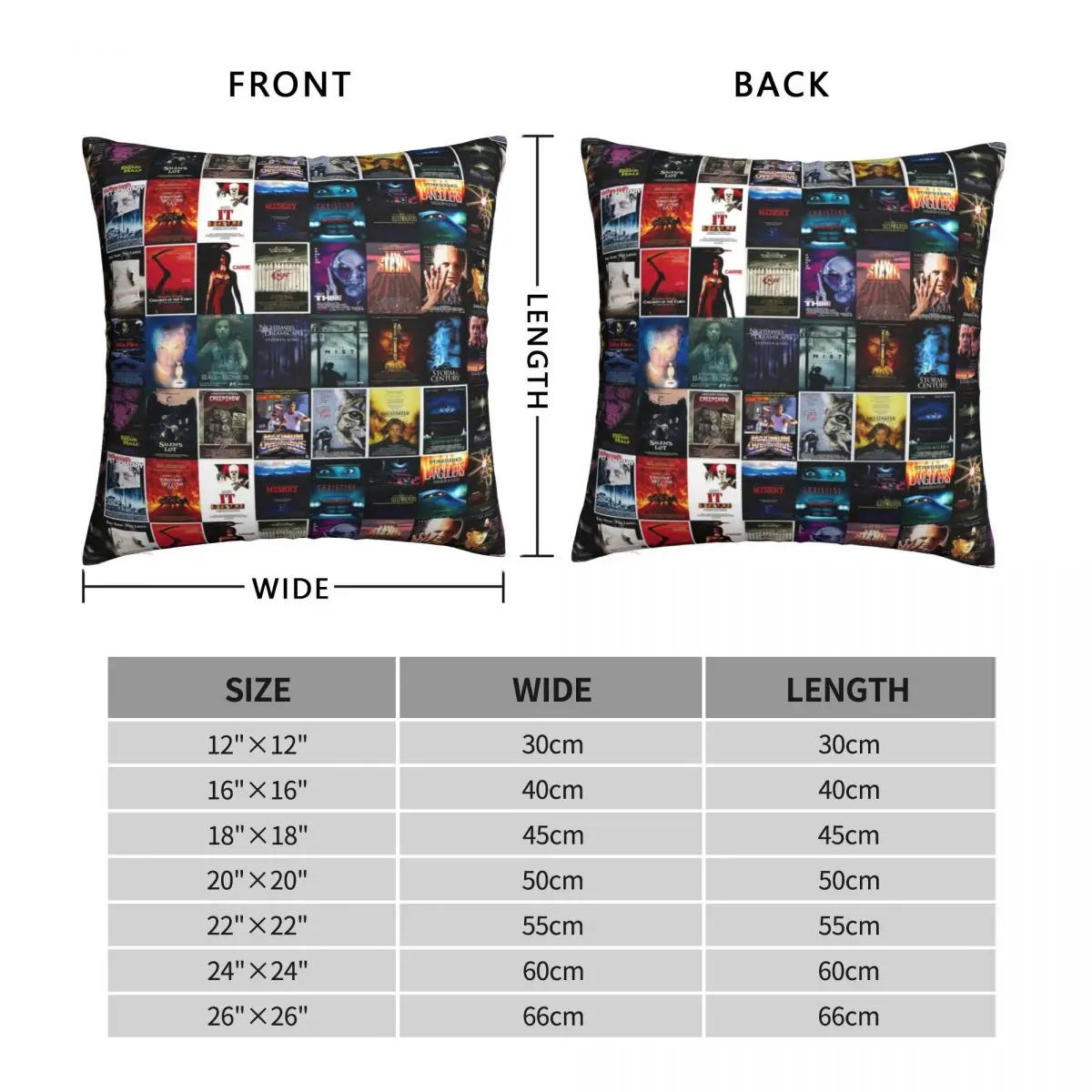 Stephen King Movie Collection Square Pillowcase Polyester Linen Velvet Pattern Zip Decorative Pillow Case Bed Cushion Cover