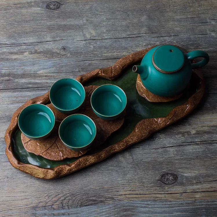 Coarse Pottery Tea Tray, Lotus Pod, Leaf Ceramic Pot, Holder, Water Storage, Dry Brewing Table, Kung Fu