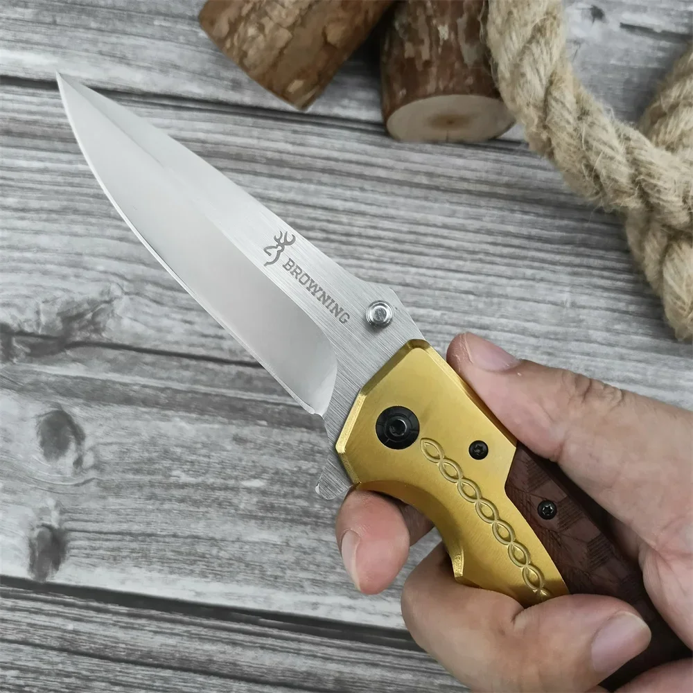 Folding Knife DA77 High Quality Knife Outdoor EDC Camping Hiking Survival Hunting Tool 5Cr13Mov Blade Wood + Brass Handle