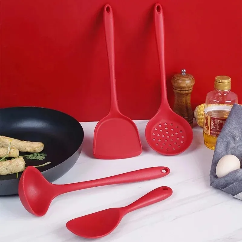 6Pcs Silicone Kitchen Utensils Set Spatulas,Slotted Spoon, Rice Scoop Dishwasher Safe Heat Resistant Utensilios Cooking Tools