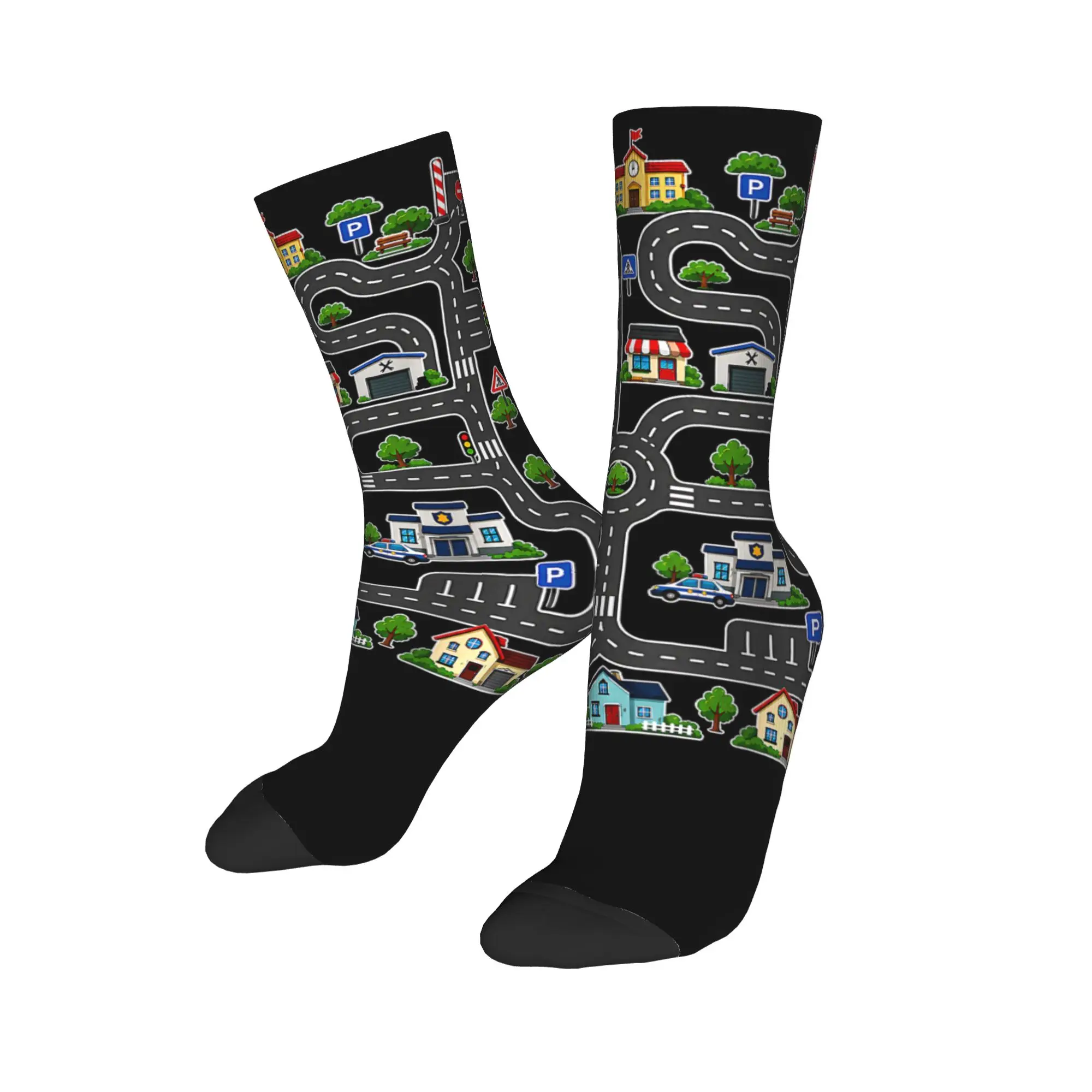 Happy Funny Men's Socks Casual Tired Dads Club Car Race Track On Dad Sock Polyester  Graphic Women Sock Spring Summer