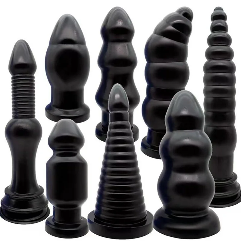 Black Huge Anal Plug Dildo Suction Cup Butt Plug Pull Bead Masturbators Anal Toy Vaginal Anus Dilator Sex Toys for Women Men