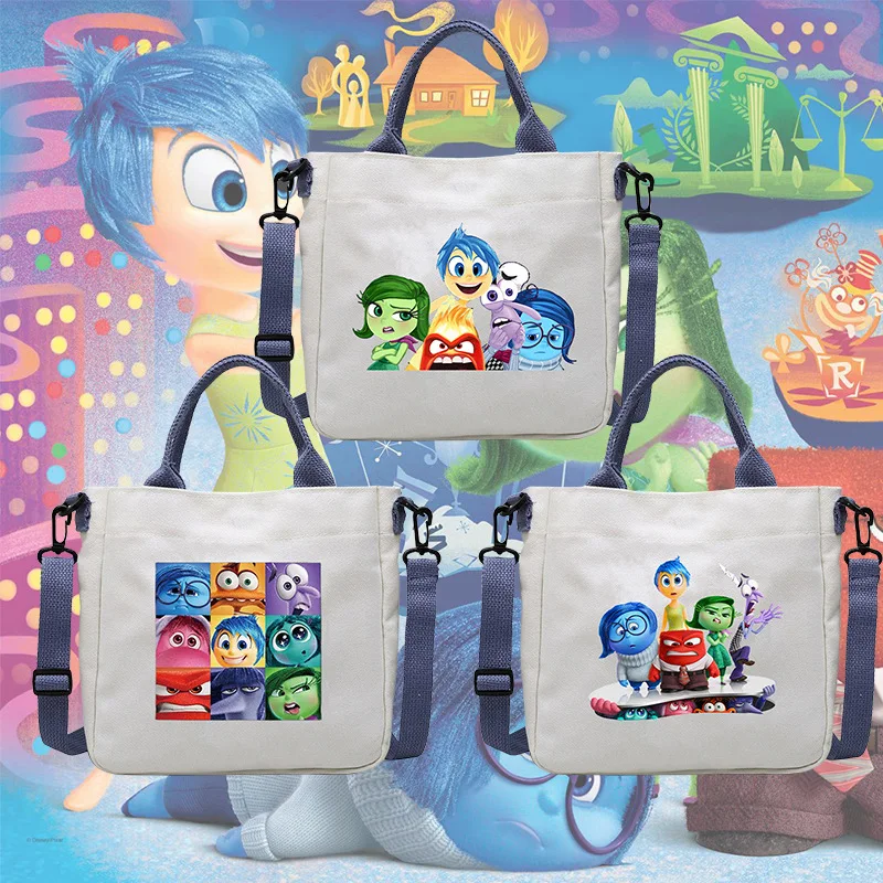 

Inside Out 2, сумка на одно плечо, мультяшная сумка, большая вместительная сумка через плечо, стильная и портативная холщовая сумка для хранения, подарок