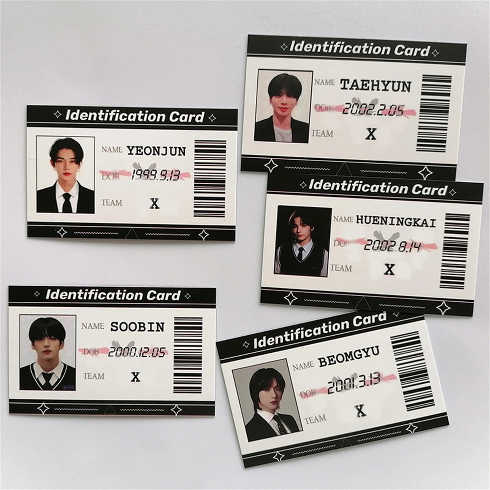 5Pcs/Set KPOP Postcards SOOBIN YEONJUN BEOMGYU TAEHYUN HUENINGKAI ID Card Double-Sided Photocards Fans Collection MOA Gift