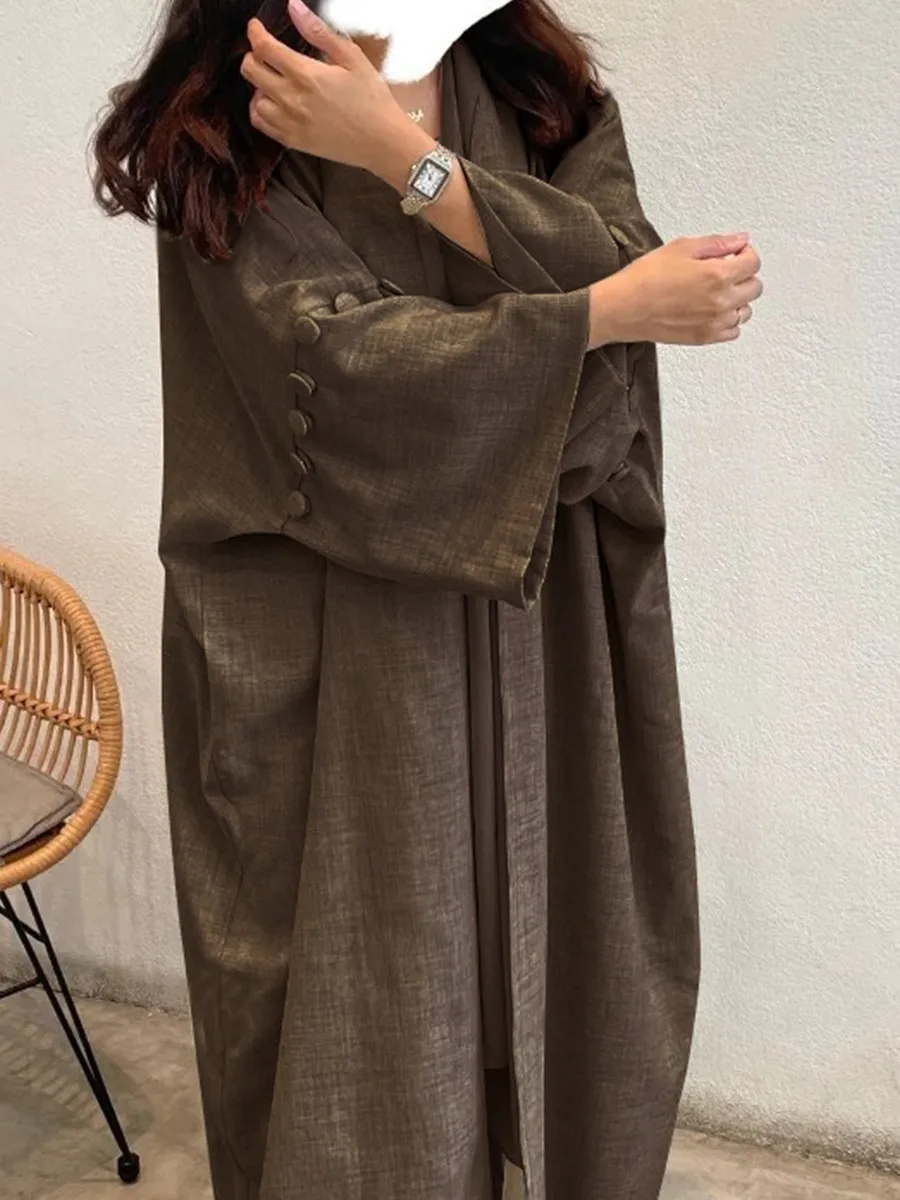 Femmes musulmanes Türkiye dubaï Abaya Plsu taille Robe longue Kimono Cardigan caftan modeste Ramadan Robe Femme vêtements islamiques africains