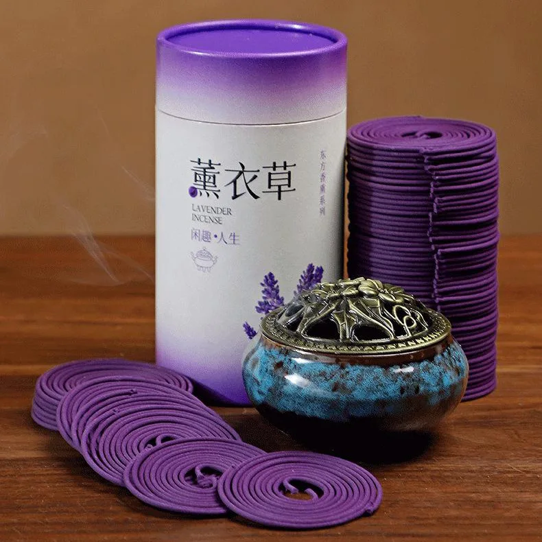 Y120pcs Lavender Jasmine Cedar Coil Incense Pet Deodorizing Incense Gardenia Osmanthus Purifying Air Aromatherapy Home Fragrance