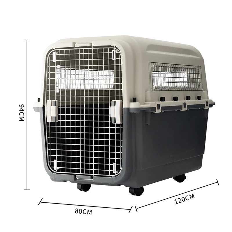 

Custom Cheap Durable Metal Door PP Materiel Large Pet Dog Air Travel Box Heavy-Duty Pet Carrier Case