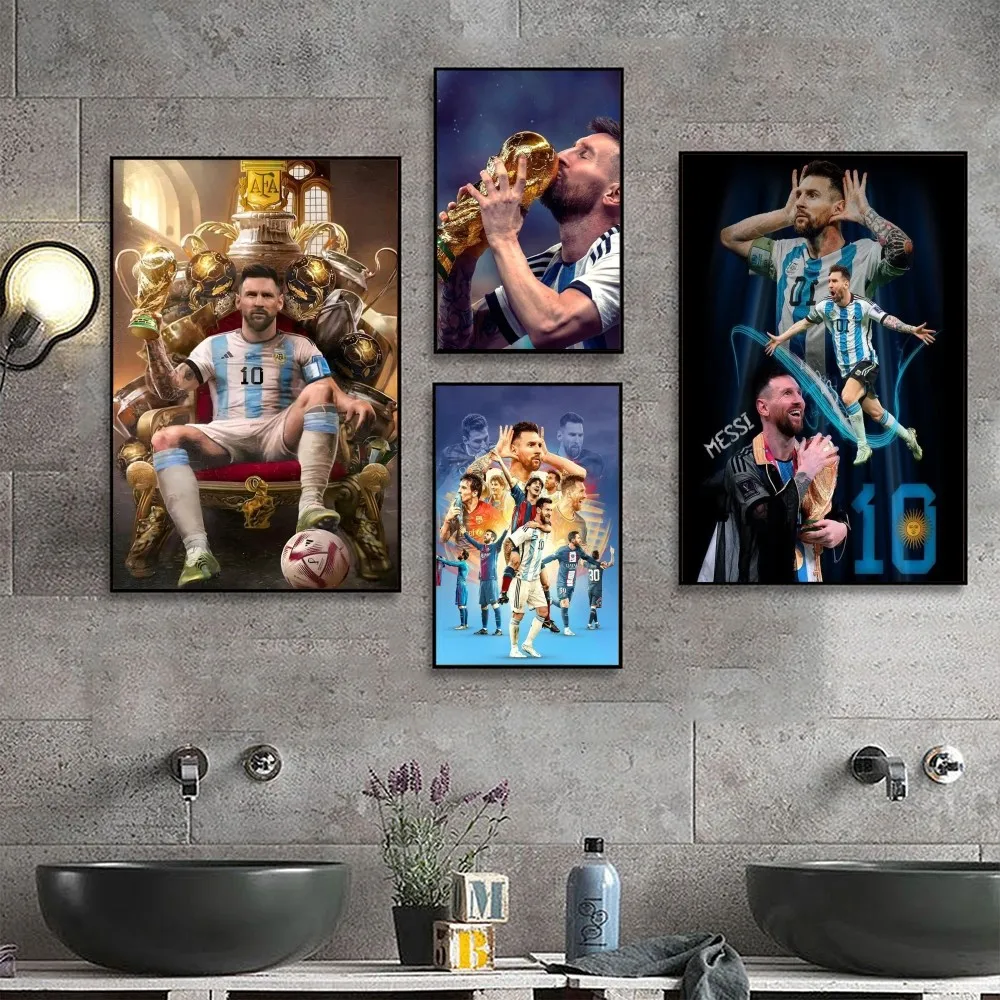 Sports-Lionel-Messi-Football Poster No Framed Kraft Club Bar Paper Vintage Poster Wall Art Painting Bedroom Study Stickers