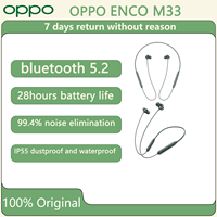 OPPO Original Enco M33 Wireless Earphones Sports Bluetooth 5.2 with AI 45dB Noise Reduction IP55 28H Battery Life
