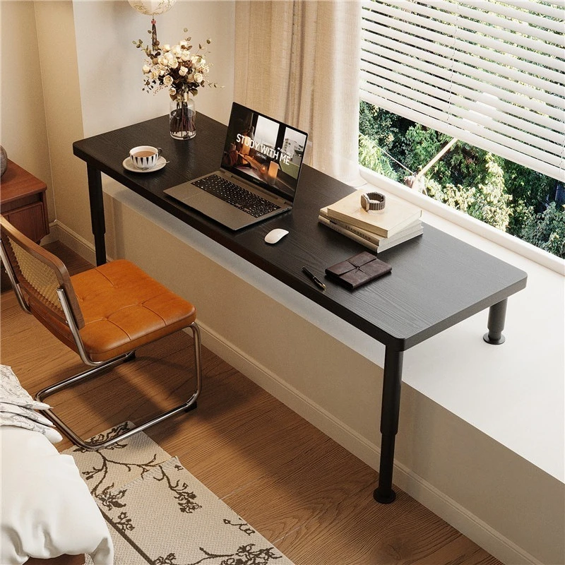 Solid wood bay window table high and low foot liftable computer desk bedroom home office study