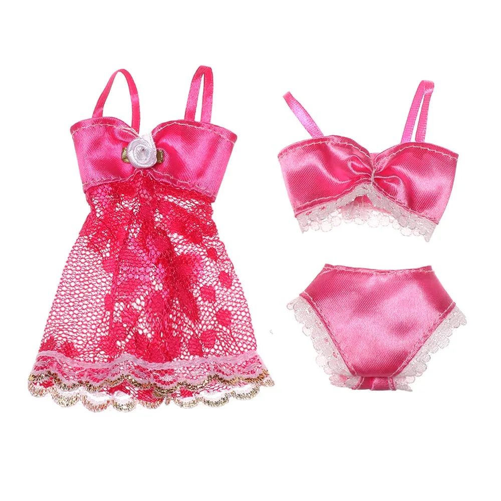 3Pcs/set Fashion DIY Clothing Set Girl Gifts Pajamas Party  Skirt Sexy Lingerie Lace Night Dress 3 In 1 Clothes