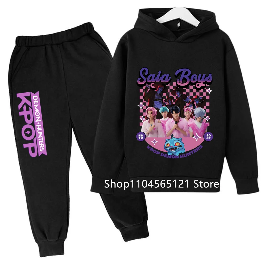 

New kid Fashion Cartoon Kpop Demon Hunters Print 2pcs Hoodie+Pants Sportsuits Casual Outfits ClothesFor 2-13 Years Boys Girls