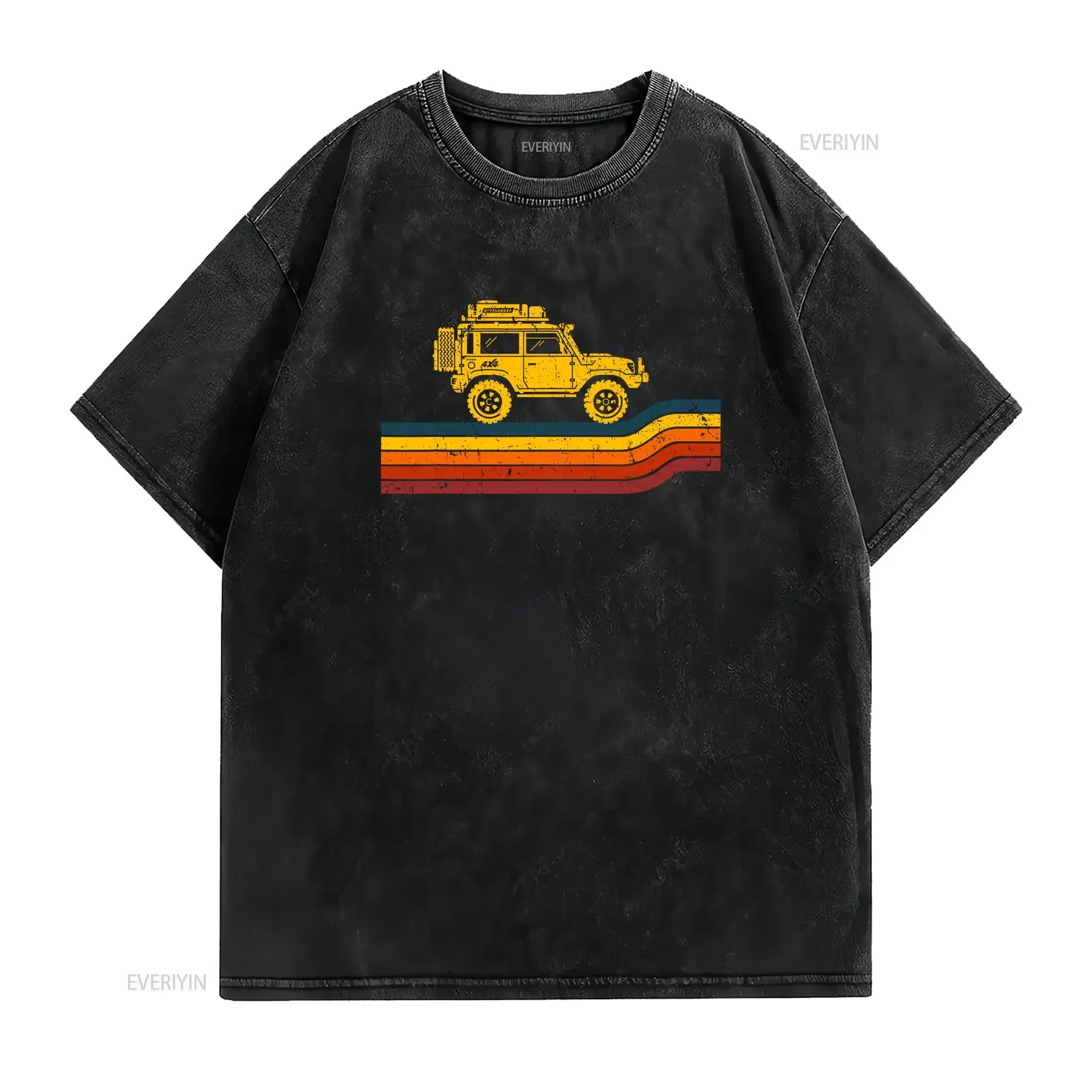 Retro Rover Tracks 4x4 Offload Camping T Shirt vintage Washed Comfortable homme fashion Breathable Top For Everyday Wear
