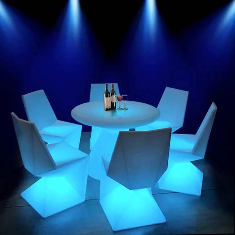 Customized promotional LED illuminated bar tables and chairs, dining table, coffee table, illuminated waterproof table and stool