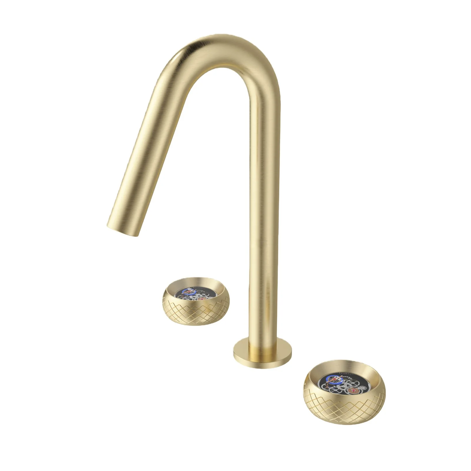 8 Inch Bathroom Sink Faucet Three Hole 2 Function Lavatory Basin Sink Faucet Double Handle Hot and Cold Mixer Tap Brushed Gold