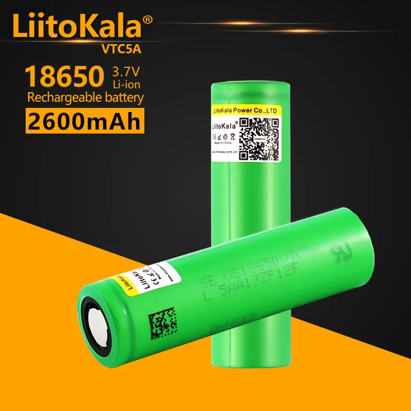 1-10 sztuk LiitoKala 3.6v 18650 VTC5A 2600mah akumulator litowy US18650VTC5A wysoki odpływ 30A za udzieleniem absolutorium Flashlig