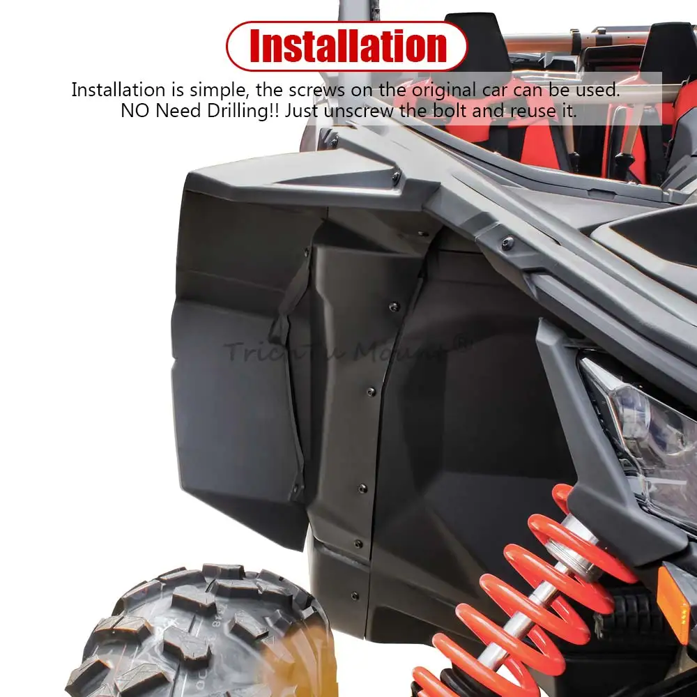 UTV Front Fender Flares Wider Extended Front Mudguard For Polaris RZR XP 1000 Turbo S Trail 900 2 or 4 Seater 2014-2024 #2881985