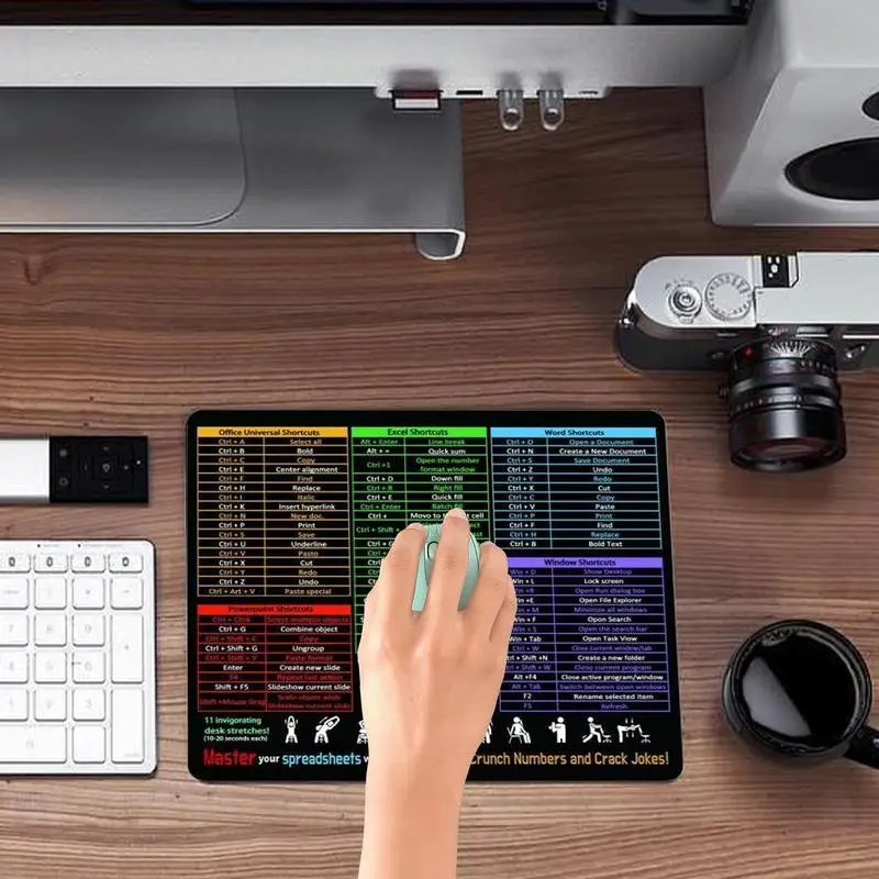 Коврик для мыши Shortcuts, коврик для клавиатуры, коврик для мыши, настольный коврик с нескользящей основой, чувствительный коврик для настольной компьютерной мыши для работы, учебы, игры