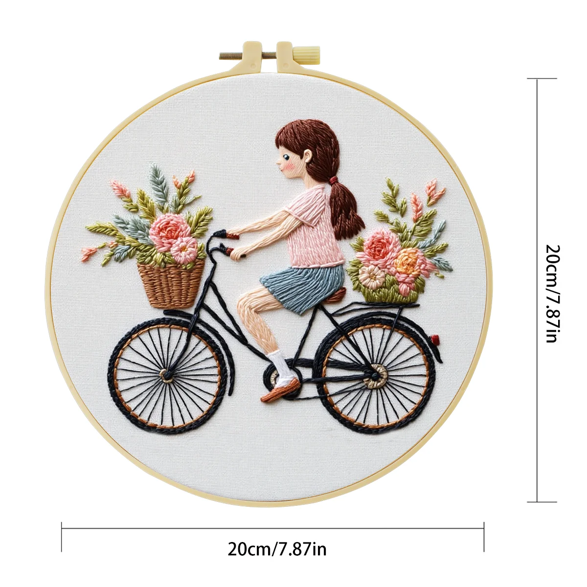 1 Stück 20X20CM/15X15CM 7,87/6,3 Zoll Stickerei-Starter-Kit DIY-Set Heimdekoration, Fahrrad, Stickerei-Set – Detail 6