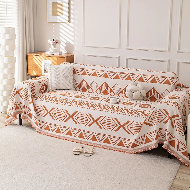 Four-season Sofa Towel Home Decoration Non-slip and Anti-grab Sofa Cover Chenille Cover Geometric Art High Sense