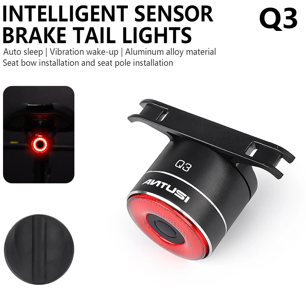 

Antusi Q3 умный задний фонарь для велосипеда USB перезаряжаемый MTB дорожный задний фонарь для велосипеда водонепроницаемый подседельный штырь седло задний фонарь для езды на велосипеде