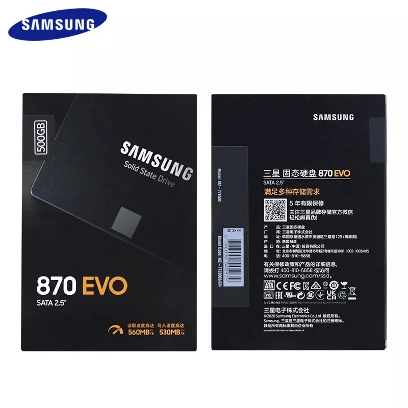 100% Samsung 870 EVO SSD 4TB 8TB 1TB 500GB 250GB disco rigido interno a stato solido HDD SATA3 disco PC Desktop portatile da 2.5 pollici