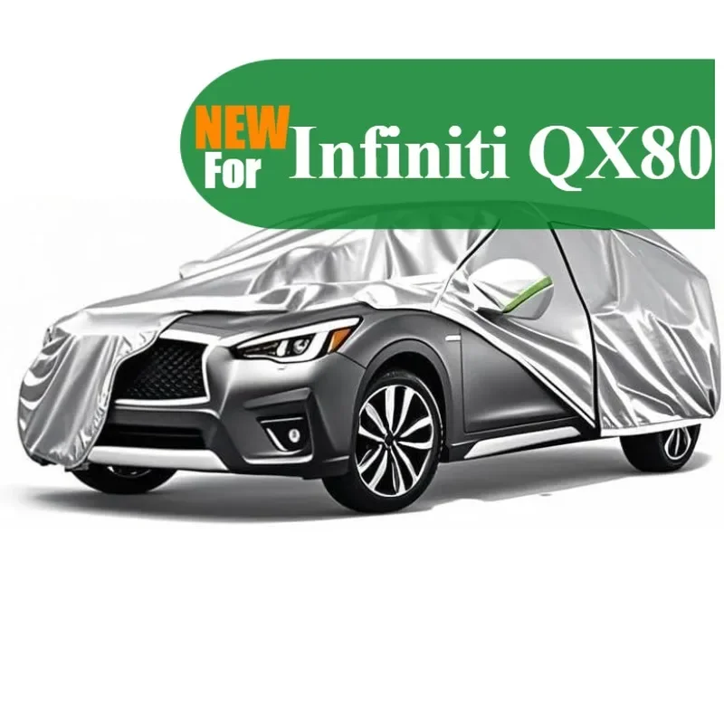 

5-layer all-weather waterproof car cover for Infiniti QX80 4door outdoor silver sunscreen paint protection with free storage bag