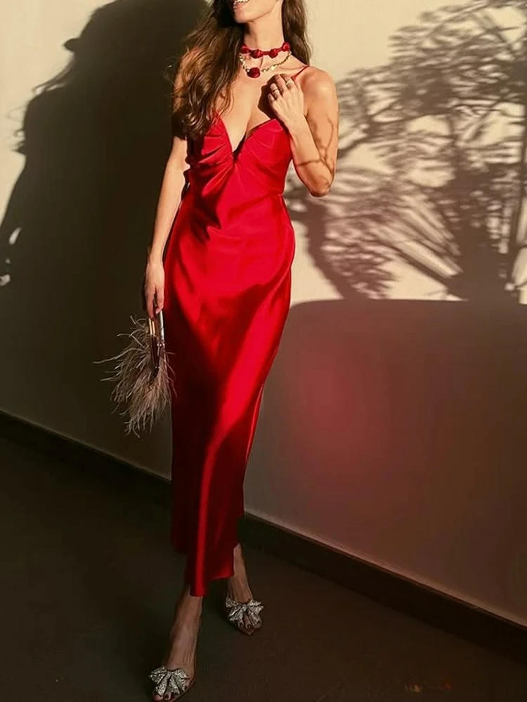 เดรสยาวทรงแคมิ KONDALA สไตล์เซ็กซี่ชิค สำหรับผู้หญิง แขนกุด สีพื้น เรียบหรู เหมาะสำหรับงานปาร์ตี้ แฟชั่นฤดูใบไม้ผลิ-ฤดูร้อน 2025 ชิค สง่างาม สำหรับงานกลางคืนและคลับ