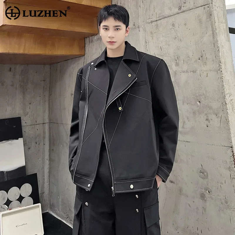 

LUZHEN Diagonal Zipper Design Jacket Original Personalized Trendy Casual Outerwear Korean Street Men's Clothing Autumn LZ5053