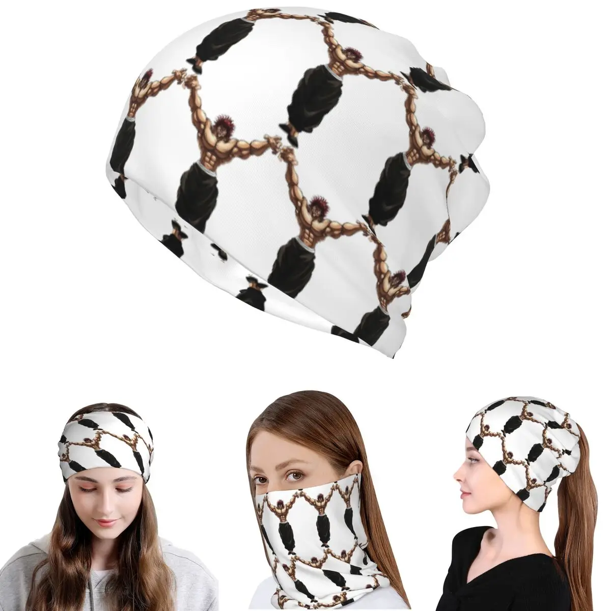 

Yujiro Baki Hanma Grappler Fight Bandana Neck Cover Wrap Mask Scarf Multi-use Headwear Beanies Hat for Men Women Adult Winter