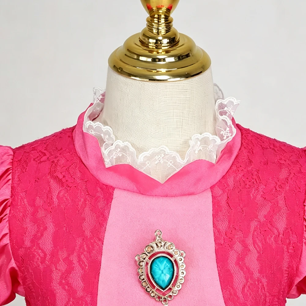 Pfirsichfarbenes Kleid für Mädchen, Prinzessinnenkostüm mit Puffärmeln für Halloween, Karneval, Geburtstag, 3 4 5 6 7 8 Jahre – Detail 6
