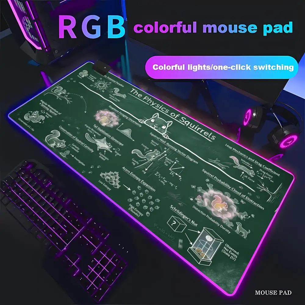 

HYBXAXC The Physics of Squirrels Mousepad Science Teacher or Squirrel Lover Gift Physics Decor RGB Gaming LED Light Computer