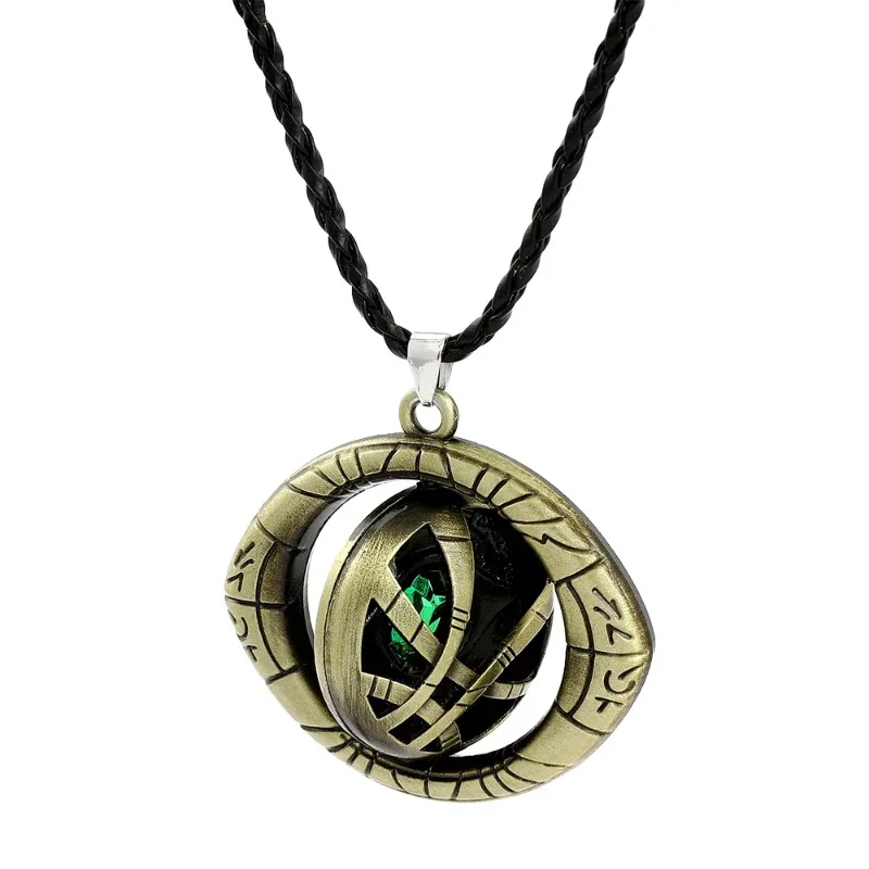 

Marvel Avengers Dr Strange Necklace Men Doctor Strange Infinity Time Stones Eye of Agamotto Rotatable Necklace Keychain