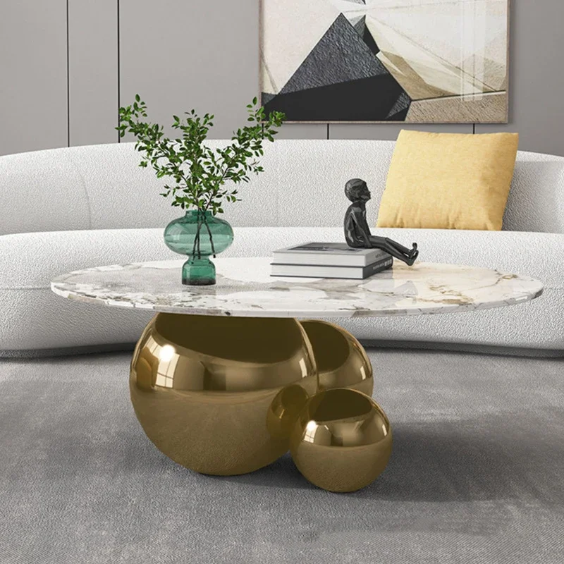 

Round Coffee Table Marble Top Italian Minimilist Luxury Metal Art Design Coffee Cabinet Living Room Nordic Meuble Room Furniture