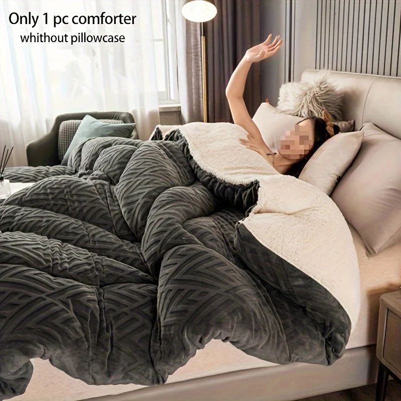 

Thick Ultra Warm Flocked Lamb Quilt Stitch with High Quality Super Fine Fiber Filling Machine Washable for Bedroom Hotel Room 이불