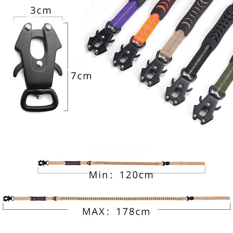 Large dog with reflective shock absorber pet leash safe heavy duty tactical elastic dog leash no pull dog leash