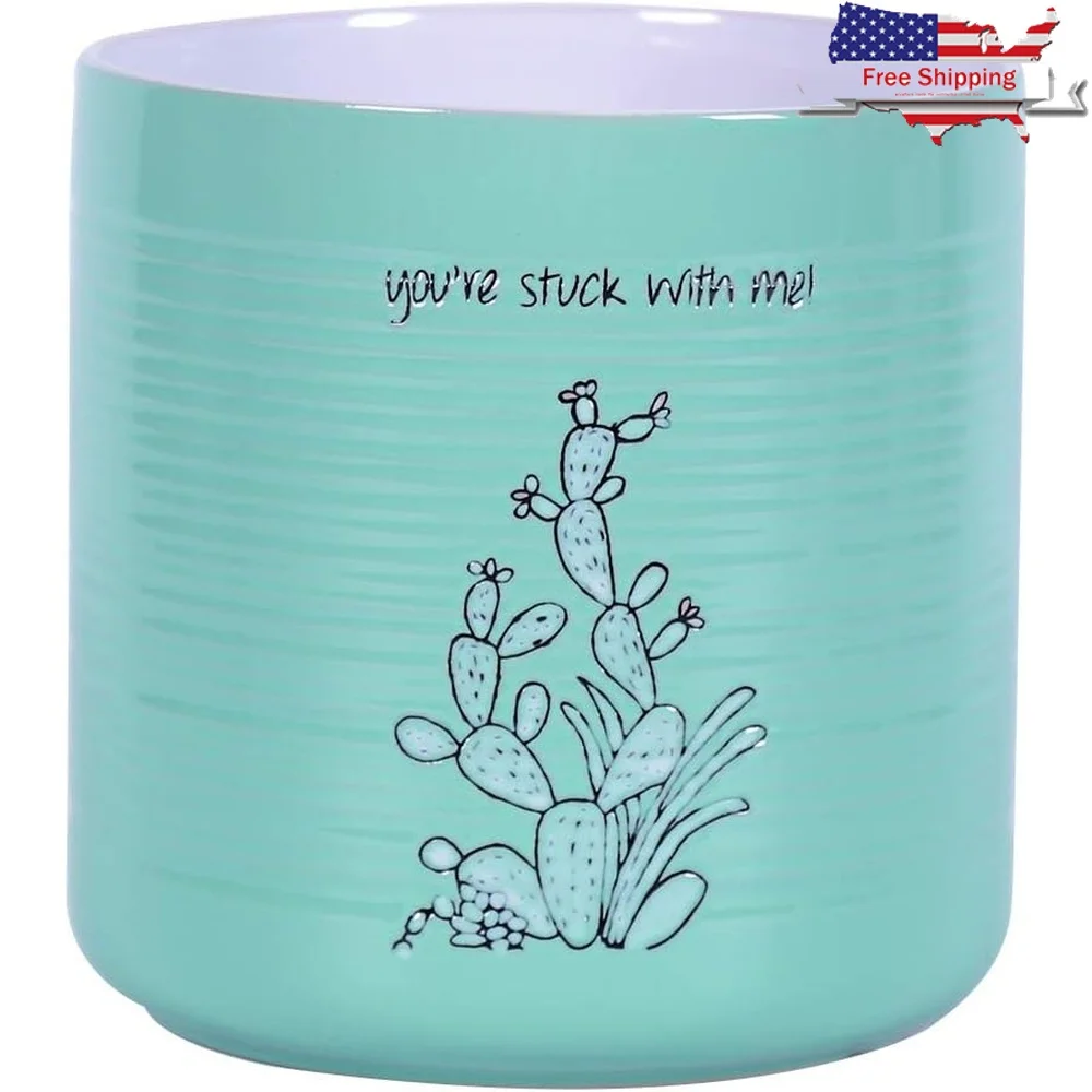 

Ceramic Flower Pot 6.5 Inch Multicolor Round Planter Indoor Outdoor Décor Great Gift Family Friends Traditional Style