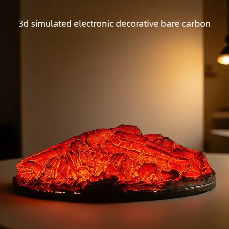 2026Simulation Resin Fake Fireplace Carbon Living Room Outdoor Atmosphere Burning Carbon Imitation Electronic Flame-free Firepla