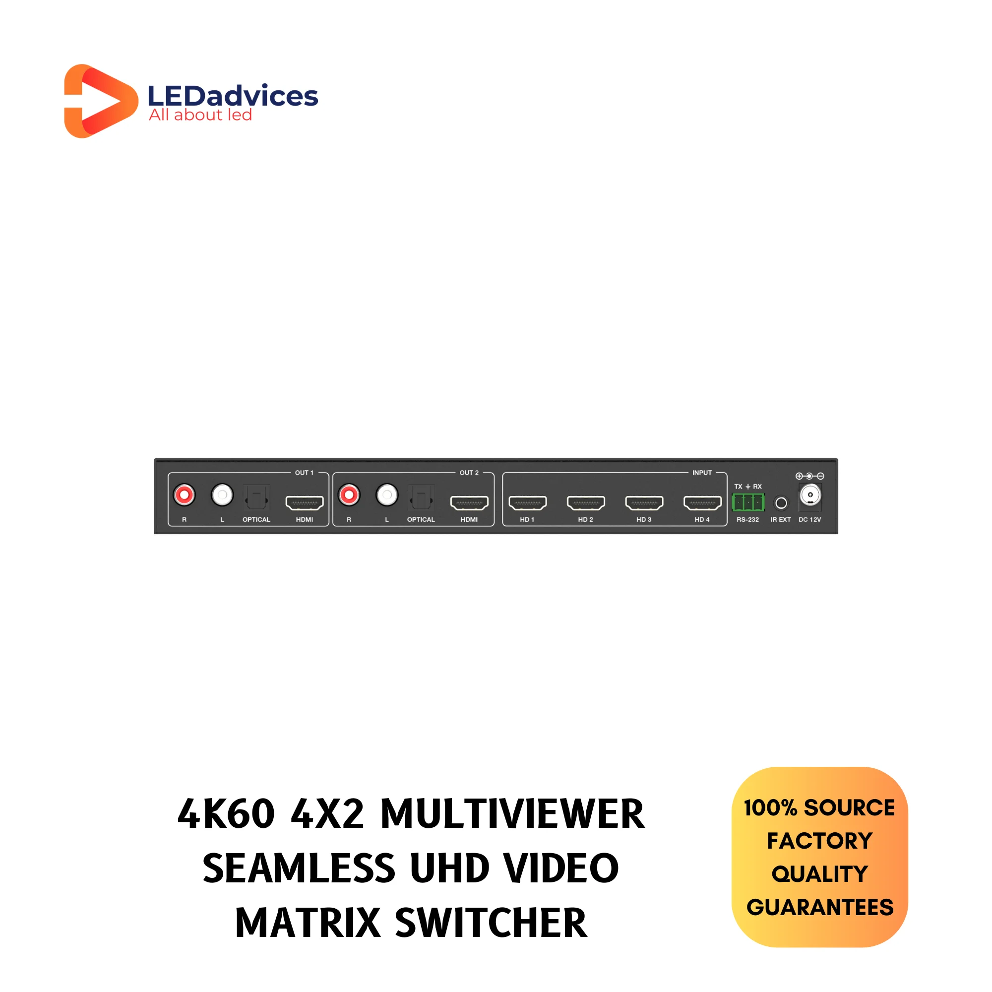 Imagem -04 - Uhd Video Matrix Switcher 4k60 4x2 Multiviewer Seamless Hdc-mxb42mv