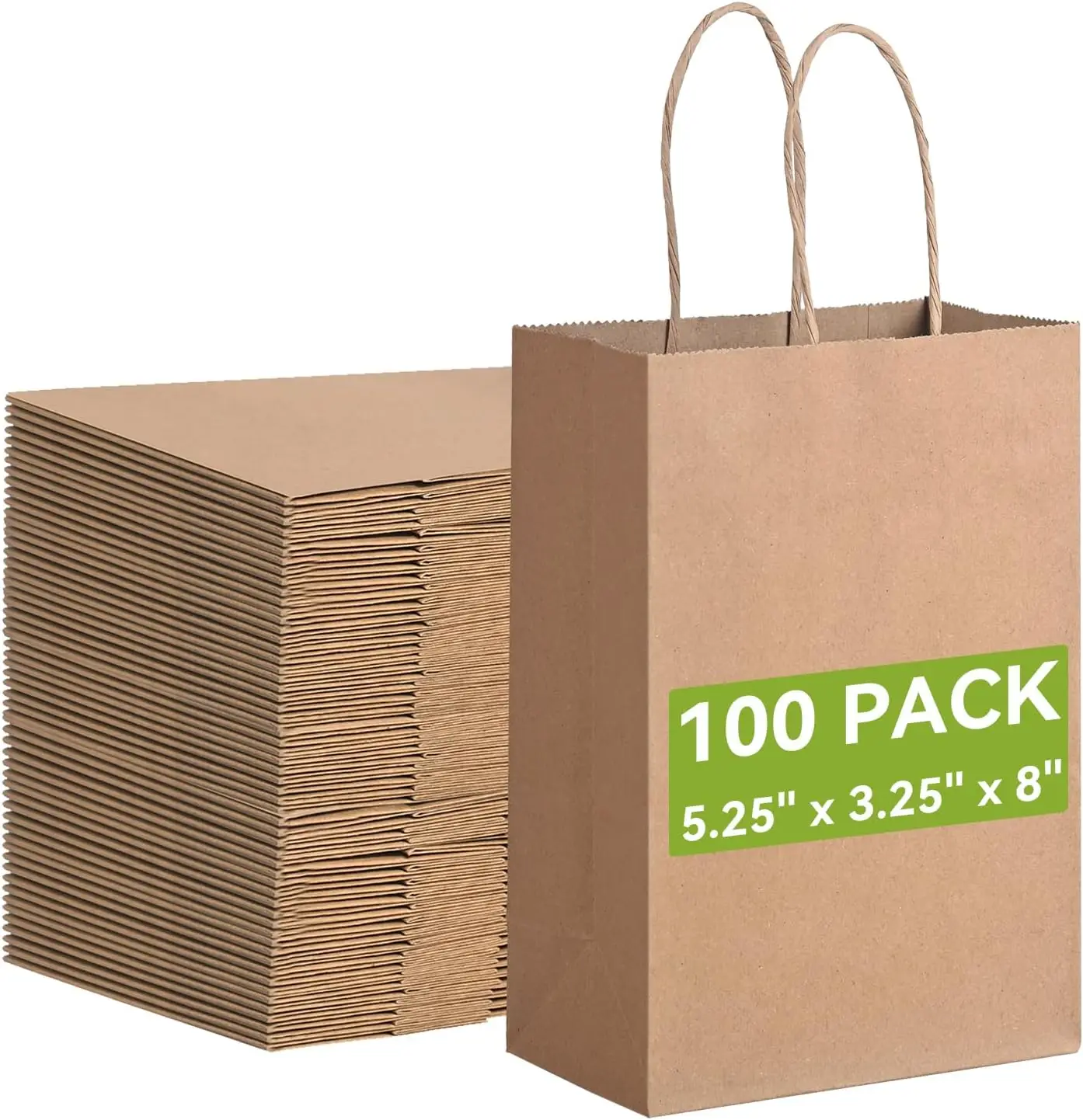 

Small Brown Paper Bags with Handles 100PCS, 5.25x3.25x8 Inch Kraft Gift Bags Bulk for Craft Shopping Birthday Grocery