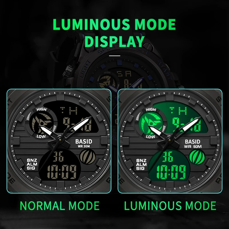 Fashion Brand Men Digital Watch Military Sports Dual Display Waterproof Electronic Wristwatch Led Multifunctional Luminous Watch