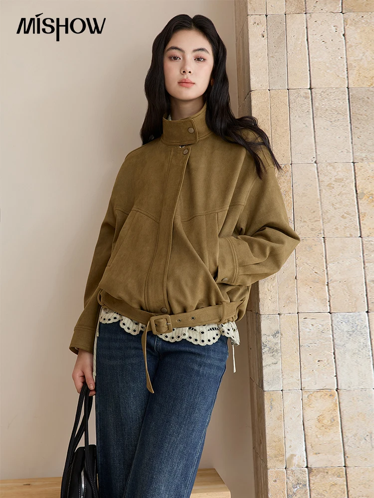 

MISHOW женская куртка в стиле ретро, осень-зима 202, теплая повседневная куртка с воротником-стойкой, тонкая дизайнерская куртка на молнии, женская одежда MXE49W0853