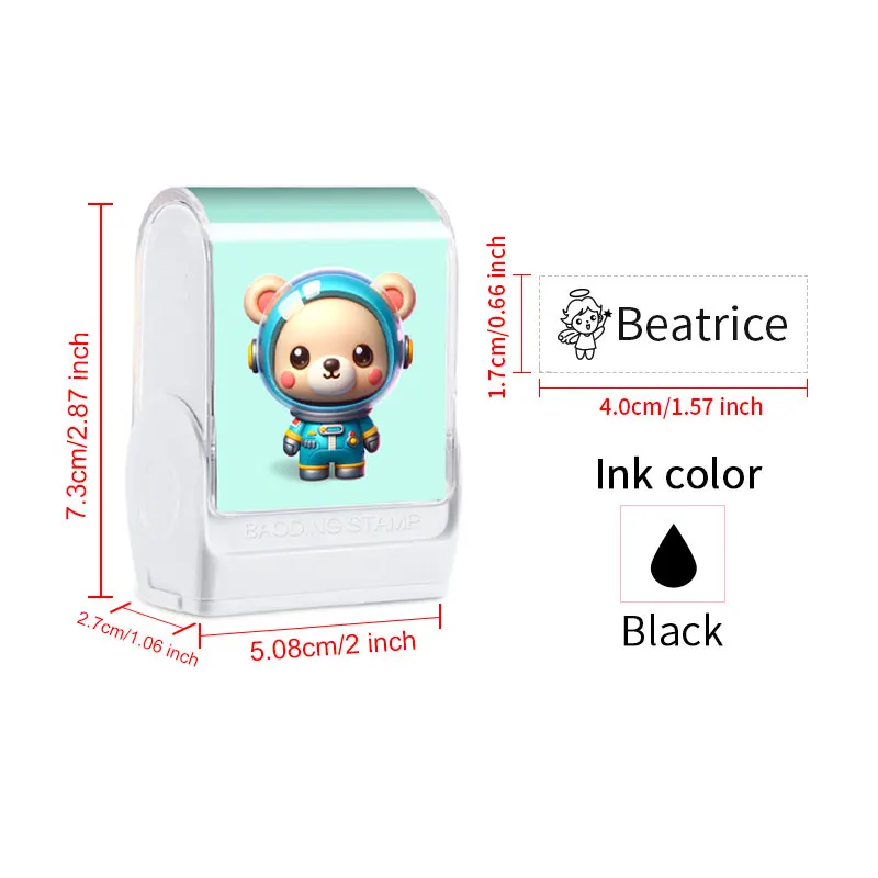 Personalized Kids Name Stamp Kit - Custom Safety Tested Seal for Kindergarten, Non-Toxic Waterproof Ink for  School Supplies