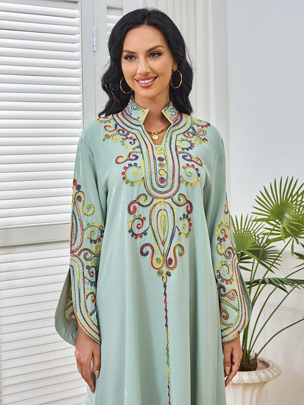 الشرق الأوسط السعودي رداء دبي التجمع السياحي مسلم فاخر موضة حبل التطريز أنيقة فستان بكم طويل عباية