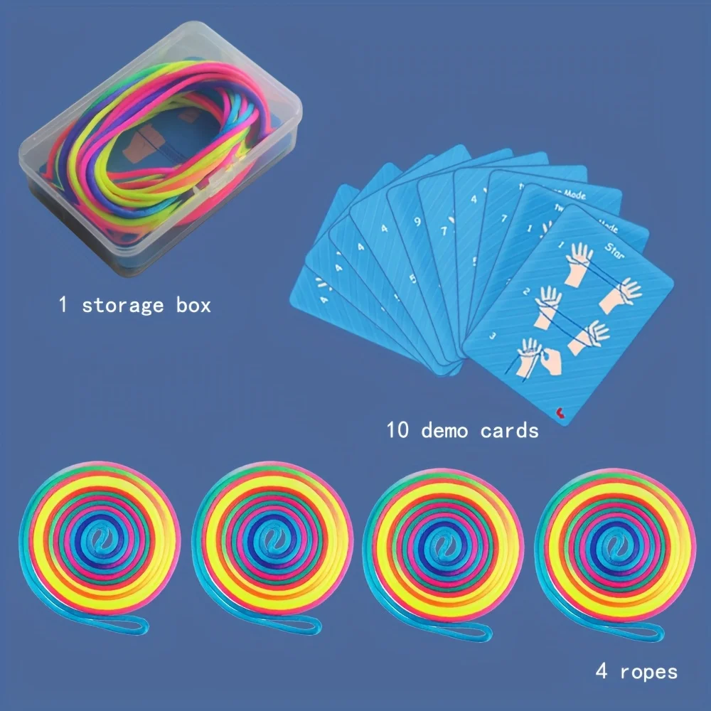 Educational Nostalgia Classic Traditional Cat Cradle Rope Finger Game Fancy Family Card Game, 64.96 Inches in Length, Rainbow Color (inelastic) - Detail 1