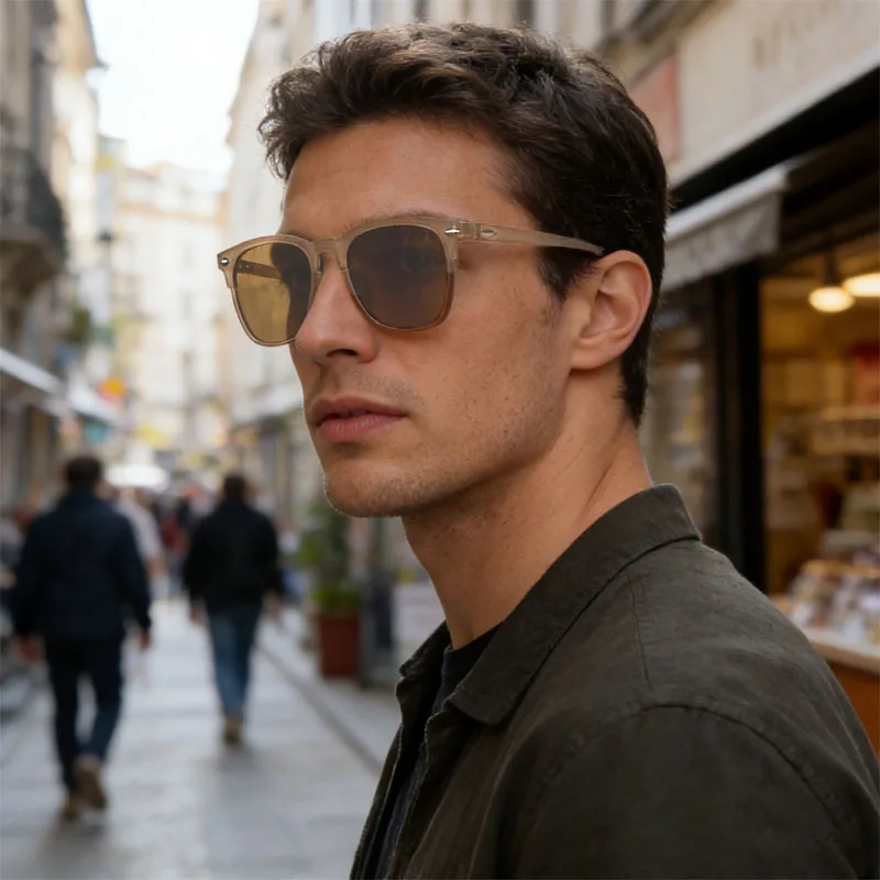 Square Frame Tinted Myopia Nearsighted Glasses For Men Prescription Glasses Outdoor Fashion Driving Sunglasses -1.25 FELRES