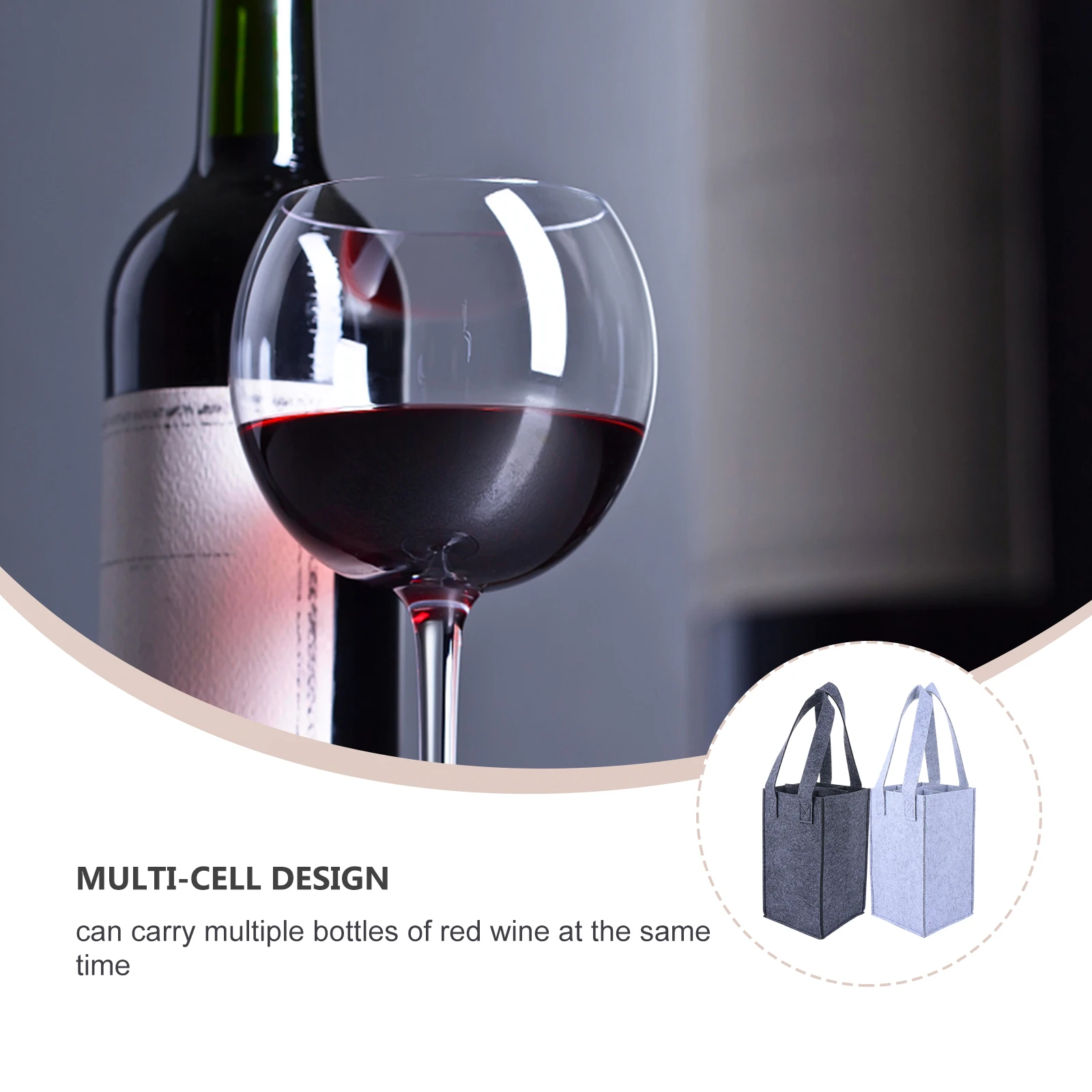 

2pcs Red Wine Bottle Carrier Felt Tote Bag Multi Grid Storage Portable Travel Christmas Party Reinforced Handles